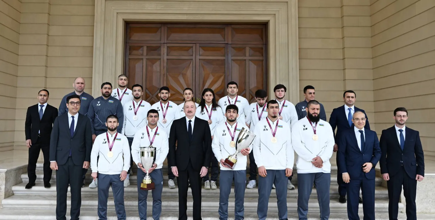 President of the Republic of Azerbaijan Ilham Aliyev met with Azerbaijani wrestlers