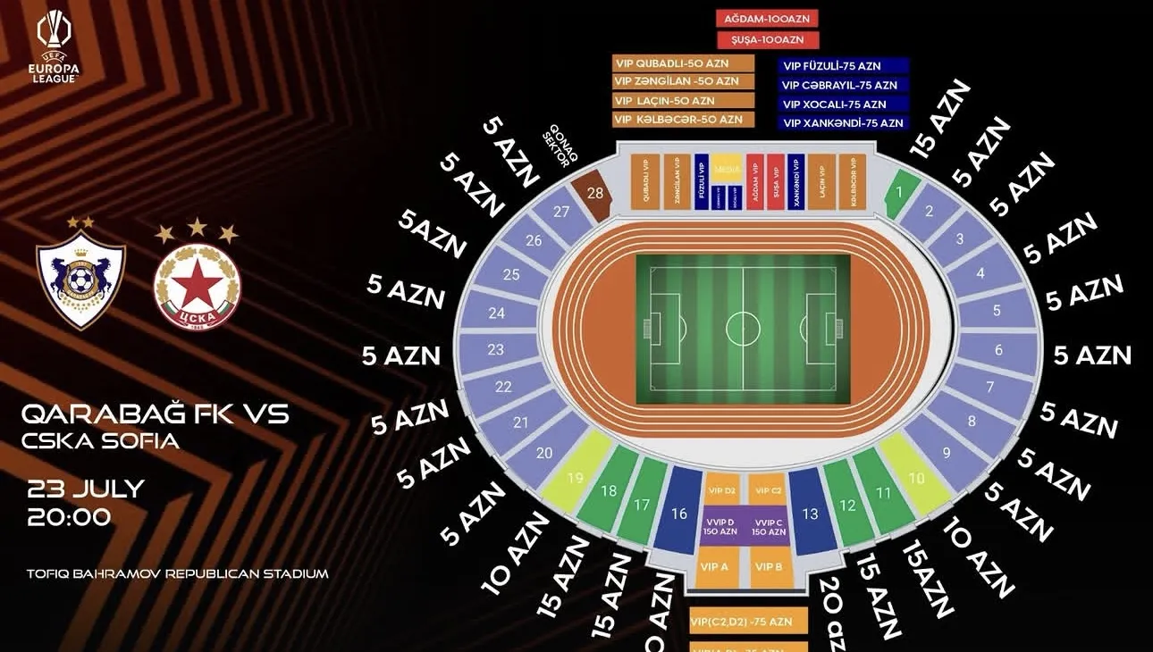 Tickets for Qarabag vs CSKA Match Now on Sale